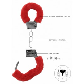 Beginners Handcuffs Furry Roșu