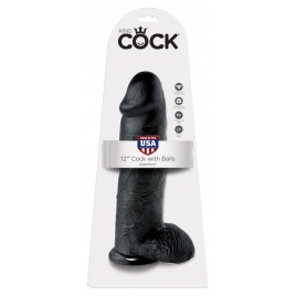 Dildo Realistic 30.5 cm Cu Testicule Negru
