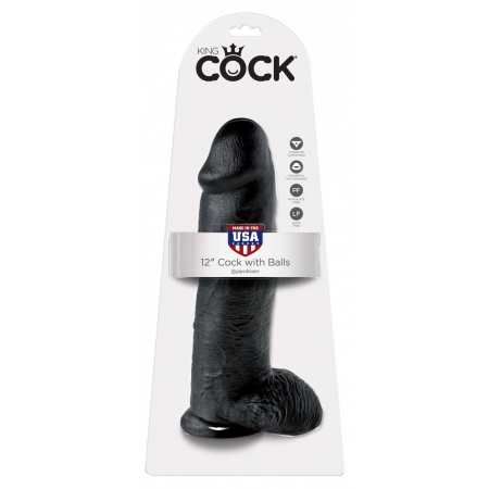 Dildo Realistic 30.5 cm Cu Testicule Negru