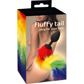 Plug Anal You2Toys cu Coadă Pufoasă Rainbow 42 cm Negru