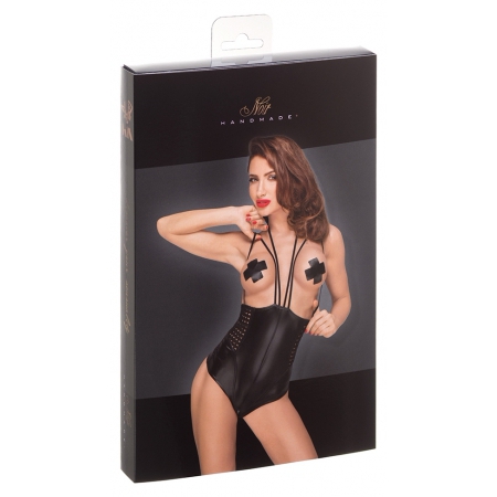 Body Noir Wetlook Multistraps Negru 2XL