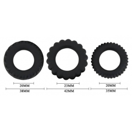 Set Inele Penis Titan 3 în 1 Silicone Negru