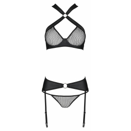 Set Din Piele Passion Amanda Negru L-XL