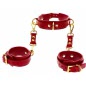 Set Zgardă și Cătușe D-Ring Deluxe Roșu