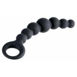 Bile Anale Din Silicon Cu Striații 18cm Negru
