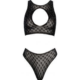 Set Intim Fantasy Cottelli Collection – Top + Tanga S-L Negru S-L