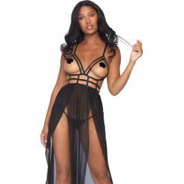 Rochie Leg Avenue Cage Maxi Negru M-L