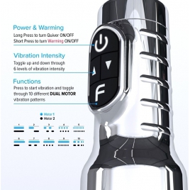 Fleshlight Quiver — Masturbator Vibrant, Reîncărcabil Argintiu