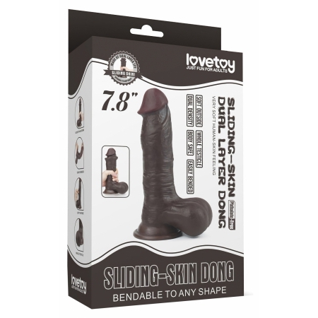 Dildo cu Ventuză Sliding Skin Dual Layer Dong Maro