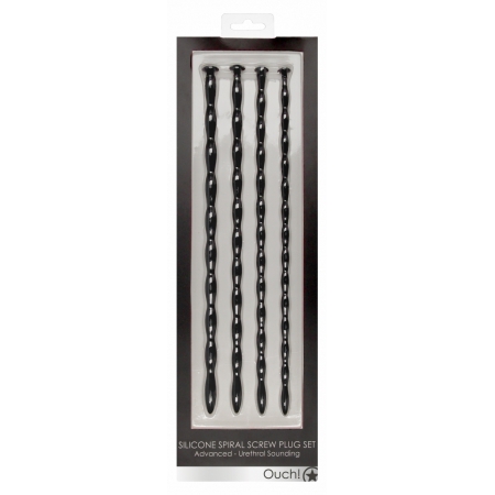 Silicone Spiral Plug Set Advanced Urethral Sounding Negru