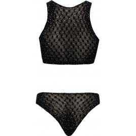 Set Intim Fantasy Cottelli Collection – Top + Tanga S-L Negru S-L