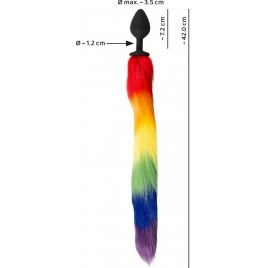 Plug Anal You2Toys cu Coadă Pufoasă Rainbow 42 cm Negru