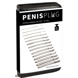 Set 14 Dilatatoare Oțel Inoxidabil cu Etui Organizator Argintiu
