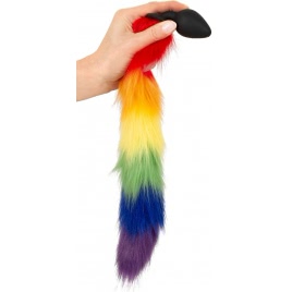 Plug Anal You2Toys cu Coadă Pufoasă Rainbow 42 cm Negru