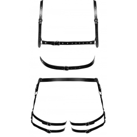 ZADO Set Hamuri Din Piele Reglabile cu Detalii Metalice M-L Negru M-L