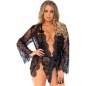 Halat Cu Body Leg Avenue Floral Negru M