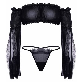 Set Leg Avenue Mesh Bandeau Negru XS-L