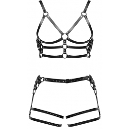 ZADO Set Hamuri Din Piele Reglabile cu Detalii Metalice M-L Negru M-L