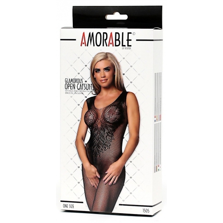 Open Catsuit Amorable Angel Wings Negru S-L