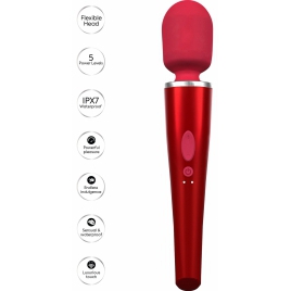Caresse Pro Wand 8000rpm - 5 Moduri, IPX7, 120 Min Roșu