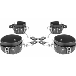 Leather Hand And Legcuffs Negru
