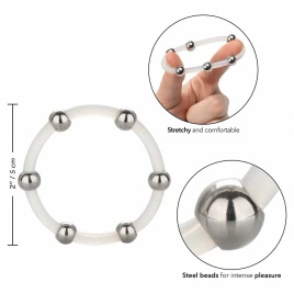 Inel Penis Steel Beaded Silicon XL Transparent