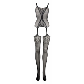 Catsuit Le Désir Fishnet and Lace Negru S-L