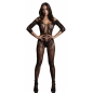 Catsuit Le Désir Lace Sleeved Negru S-L
