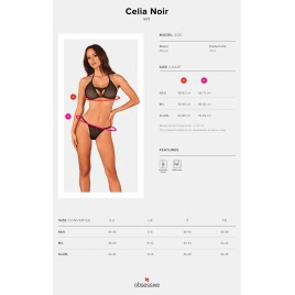 Set Obsessive Celia Noir 2 Piese Negru XL-2XL