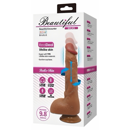Vibrator Realist Wilks de 25 cm cu Vibrații și Ventuză