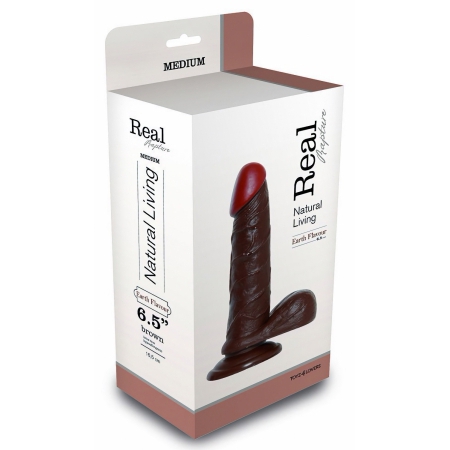 Dildo cu ventuză Real Rapture 16.5 cm Maro