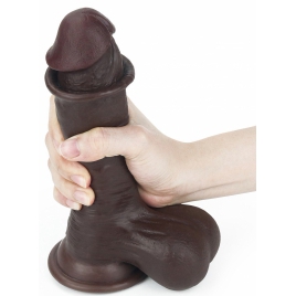 Dildo cu Ventuză Sliding Skin Dual Layer Dong Maro