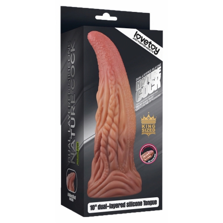Dildo În Formă De Limbă Platinum 25cm – Strat Dublu Maro