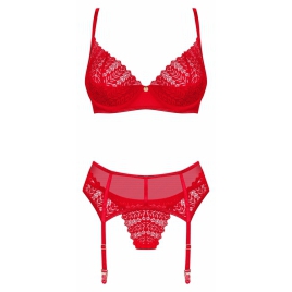 Set Obsessive Ingridia 3 Piese Roșu M-L