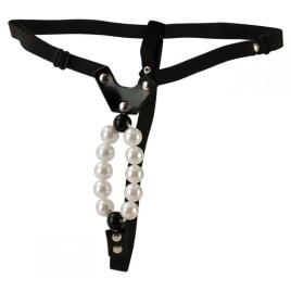 Lovers Thong Pleasure Pearl Negru S-L DDS