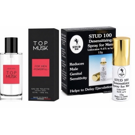 Pachet Spray Stud 100 Original + Parfum Feromoni Top Musk 75ml DDS