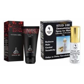 Pachet Cremă Mărirea Penisului Titan Gel Original + Spray Stud 100 Original DDS