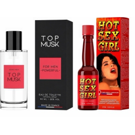 Pachet Afrodisiac Hot Sex Girl 20ml + Parfum Feromoni Top Musk 75ml DDS