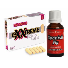 PACHET CAPSULE FEMEI EXXTREME LIBIDO AFRODISIAC 5BUC + PICăTURI AFRODISIACE 