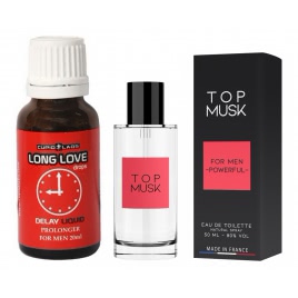 PACHET PICăTURI EJACULARE PRECOCE LONG LOVE 20ML + PARFUM FEROMONI TOP MUSK 