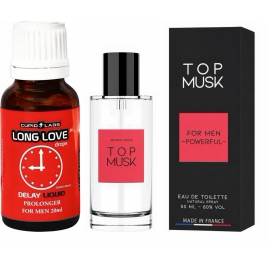 PACHET PICăTURI EJACULARE PRECOCE LONG LOVE 20ML + PARFUM FEROMONI TOP MUSK 