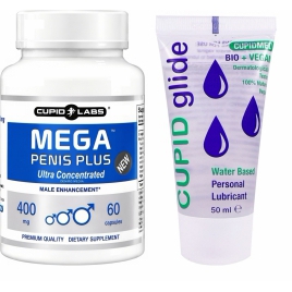 Pachet Pastile Mărirea Penisului Mega Penis Plus + Lubrifiant Bio Cupid Glide