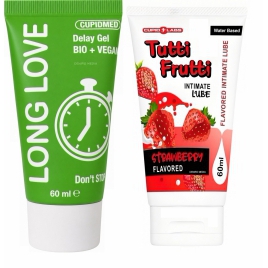 PACHET GEL EJACULARE PRECOCE LONG LOVE 50ML + LUBRIFIANT SEX ORAL CăPșUNI 