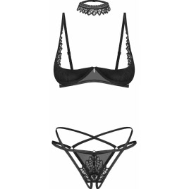 Set 3 Piese Obsessive Donarella Negru XS-S