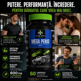 Pills Mega Penis Ultra — 60 Capsule, L-Arginină 600 Mg
