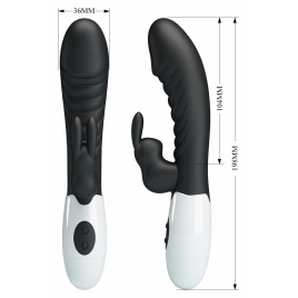 Pretty Love Naughty Bunny – Dublu Stimulator, 30 Moduri Negru