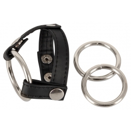 Set Inele Penis Leather Strap Negru