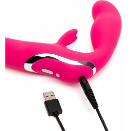 Happy Rabbit Strapless Vibe Silicon Roz Reîncărcabil USB