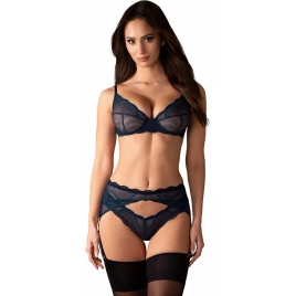 Set cu portjartier Obsessive Nightly albastru XS-S DDS