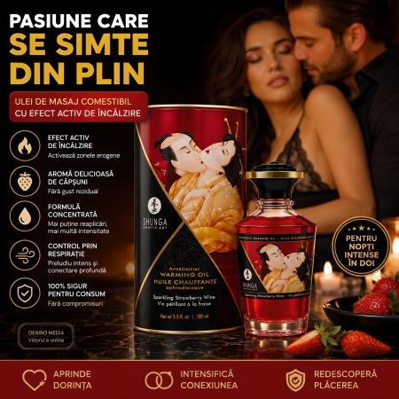 Ulei de Masaj Afrodisiac cu Bule de Șampanie și Senzație de Căldură 100ml